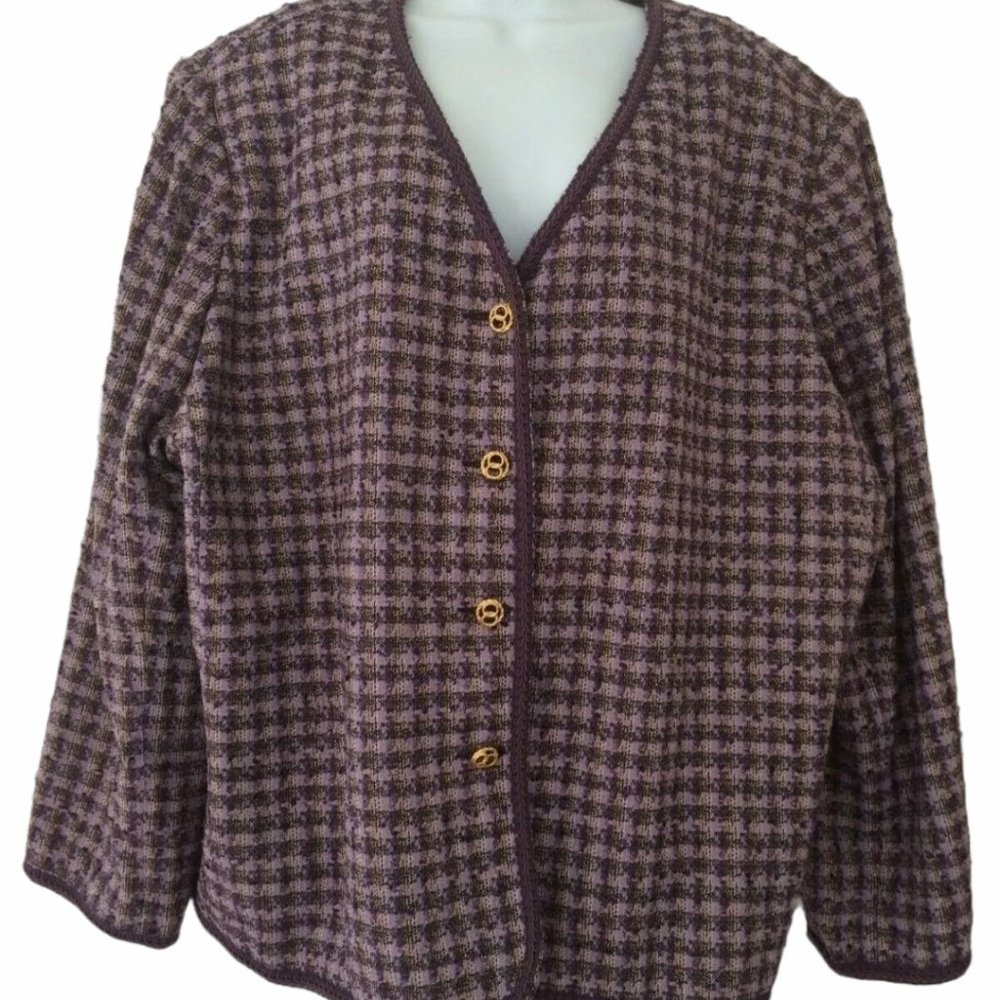Koret Purple Acrylic Blend Tweed Blazer Size 30W